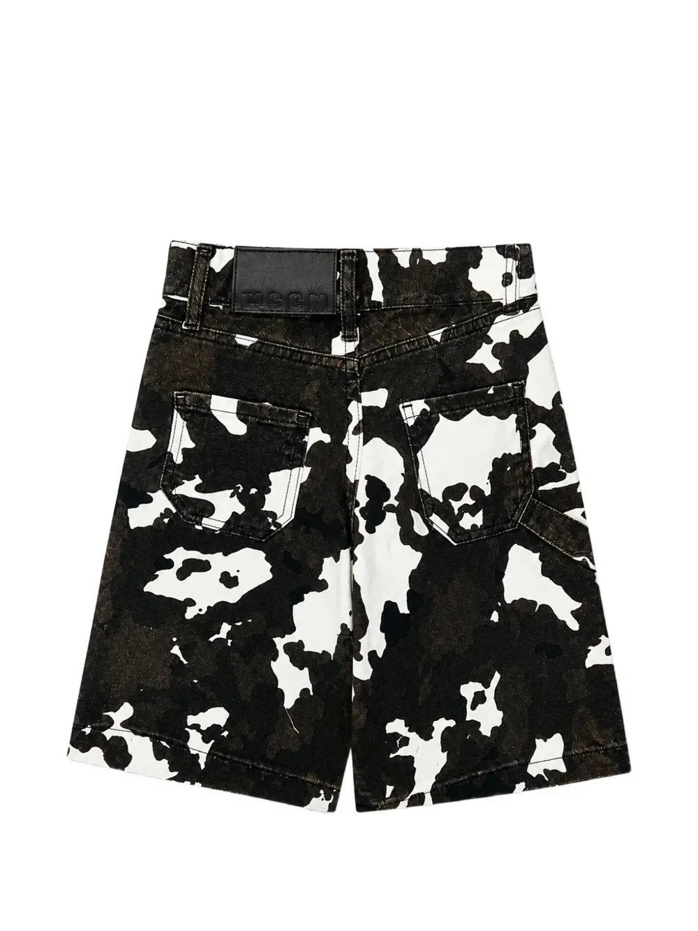 MSGM Kids Spijkershorts met koeienprint Zwart