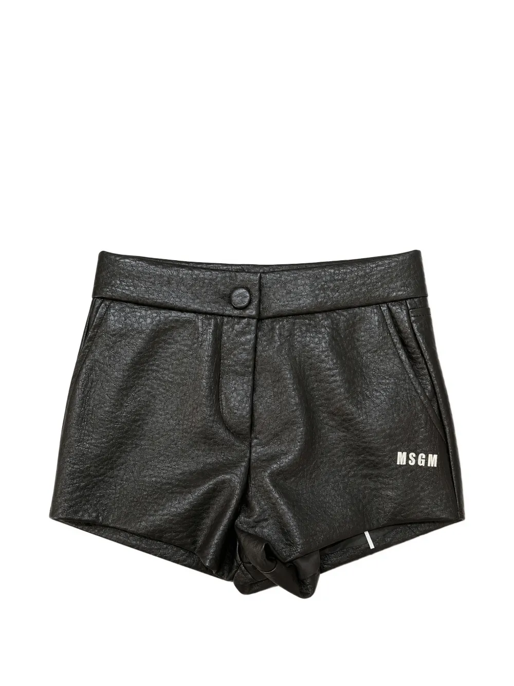 MSGM Kids logo-print crinkled-effect shorts - Marrone