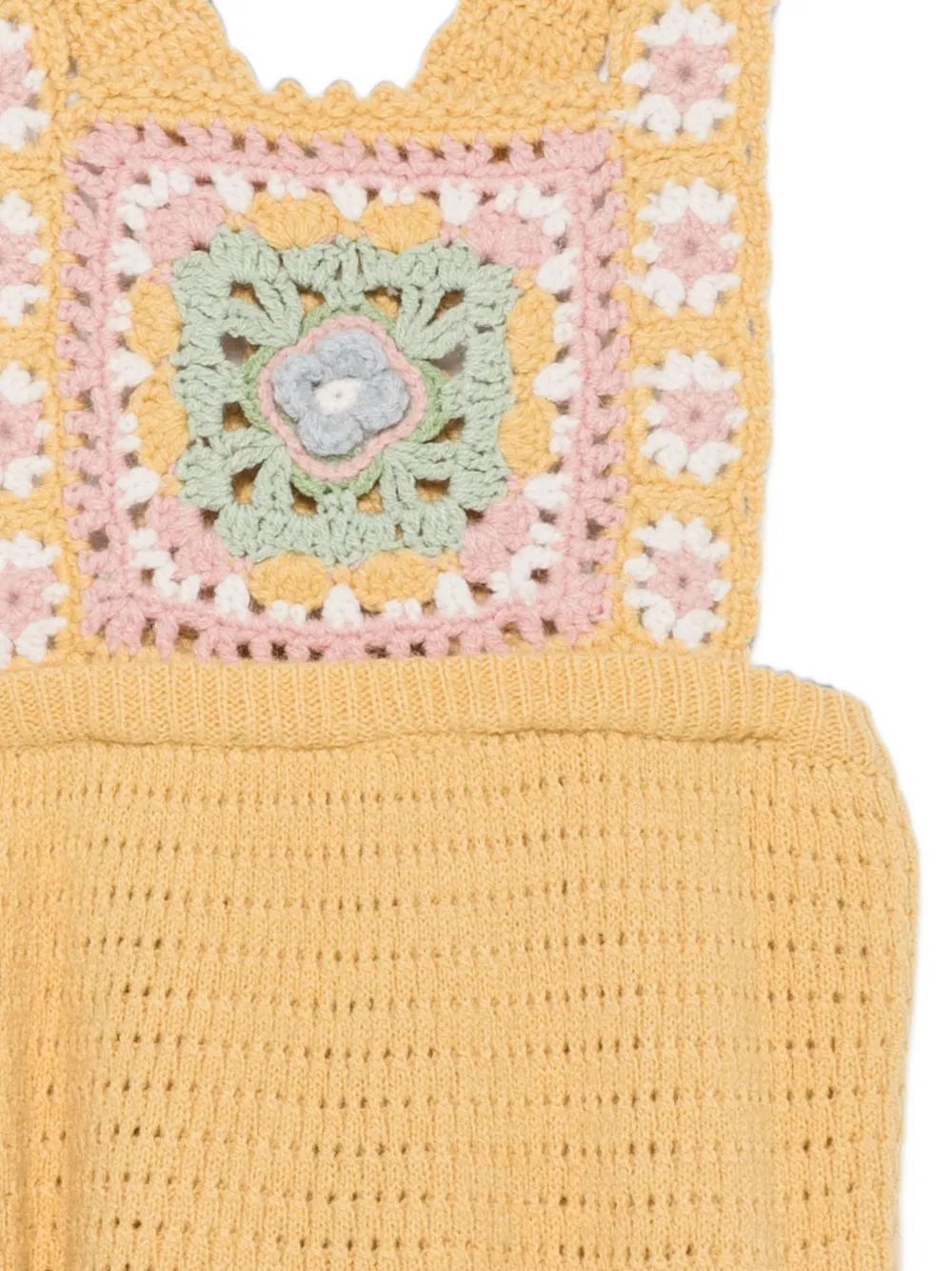LOUISE MISHA KIDS Gehaakte jurk met bloemenpatch Geel