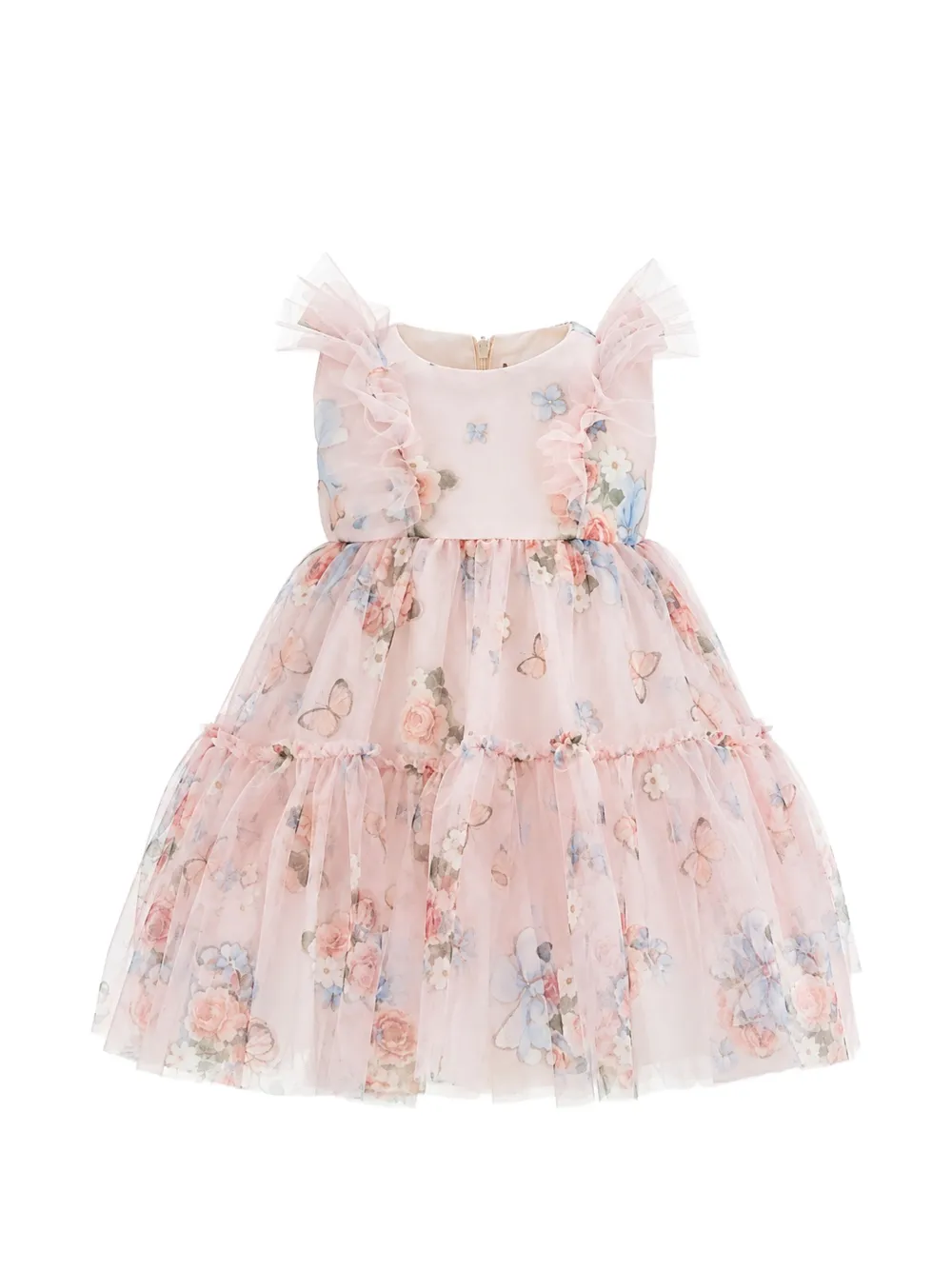 Monnalisa floral-print ruffled dress - Rosa