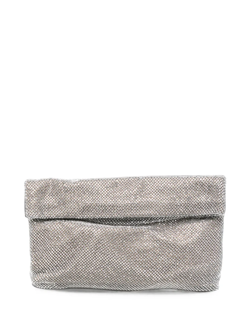 TWENTY FOURHAITCH Dunham crystal-embellished foldover clutch bag - Argento