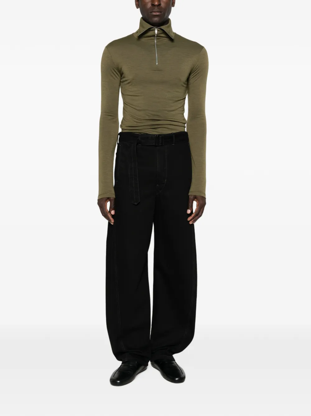 Jil Sander zip-neck long-sleeve T-shirt Groen