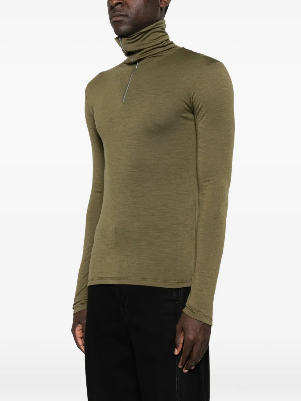 Jil Sander zip-neck long-sleeve T-shirt Groen