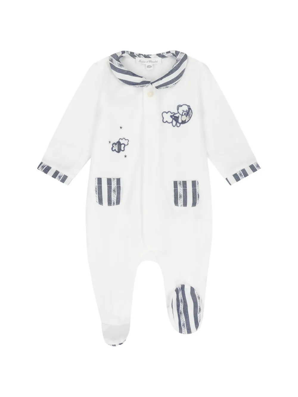 Tartine Et Chocolat Pyjama met geborduurde gestreepte afwerking Wit