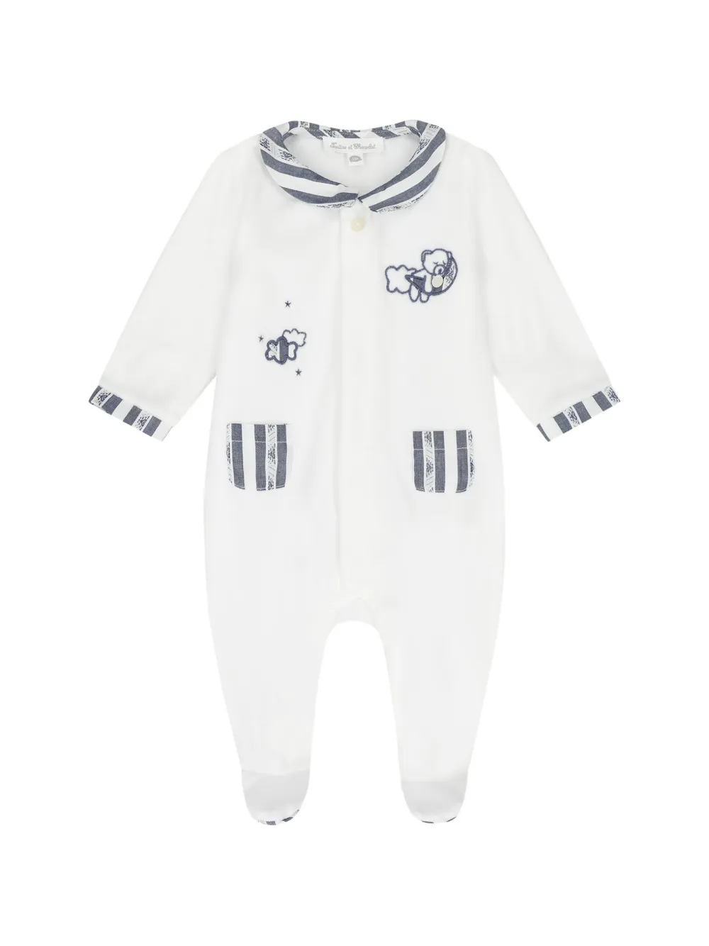 Tartine Et Chocolat Pyjama met geborduurde gestreepte afwerking Wit