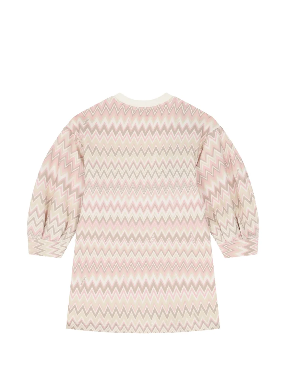 Missoni Kids Jurk met pofmouwen en zigzag-print Beige
