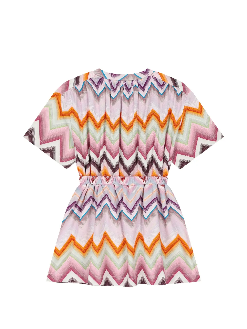 Missoni Kids Jurk met elastische taille en zigzagprint Roze