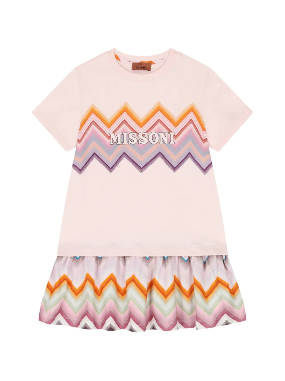 Missoni Kids zigzag-print ruffled dress - Rosa