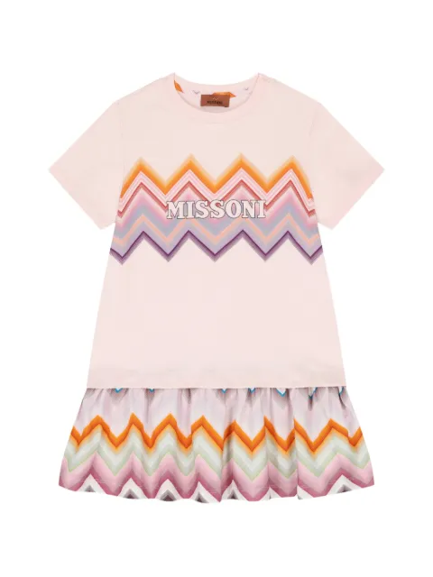 Missoni Kids 지그재그 프린트 러플 드레스