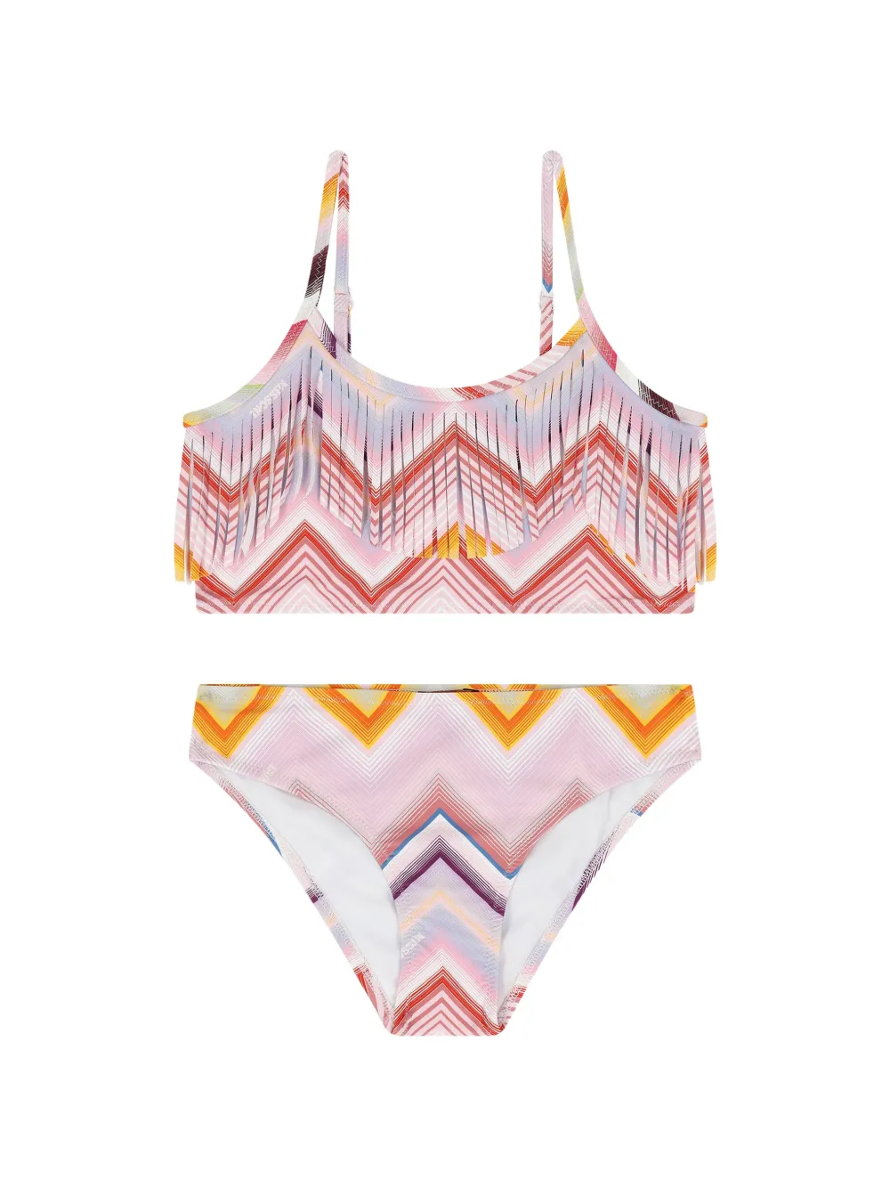 Missoni Kids zigzag-print fringed bikini Roze