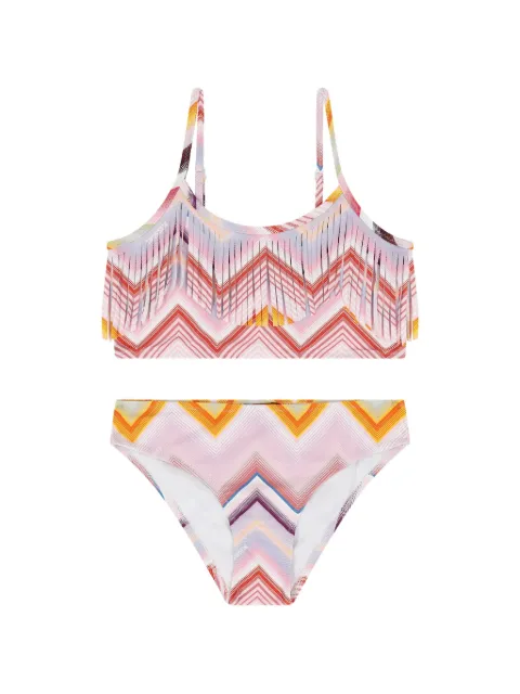 Missoni Kids 지그재그 프린트 프린지 비키니 세트