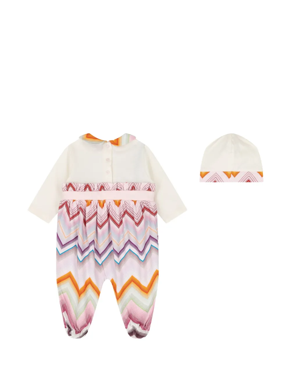 Missoni Kids Twee rompers met zigzag-print en strikdetail Beige