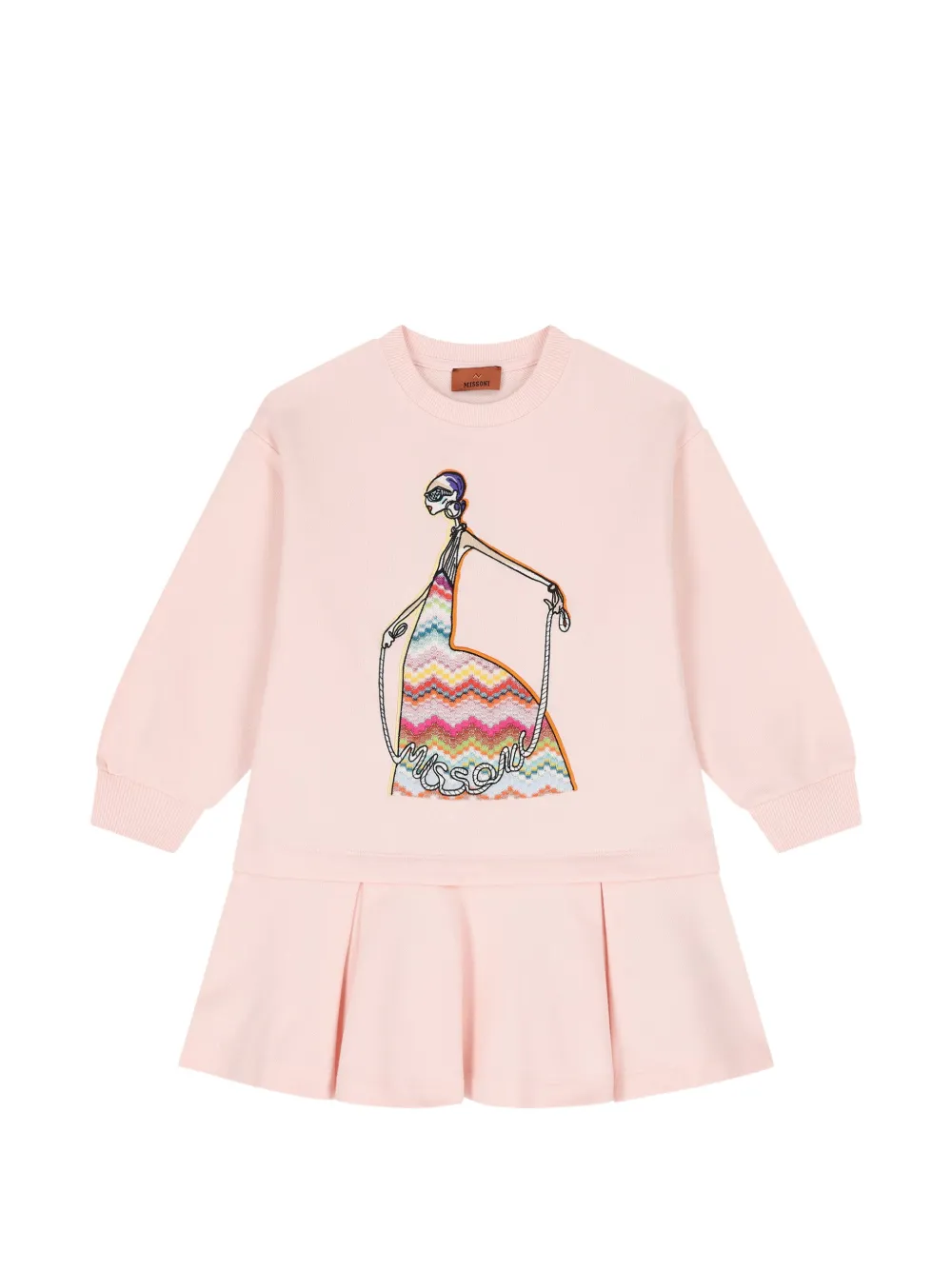 Missoni Kids robe plissée à imprimé graphique - Rose