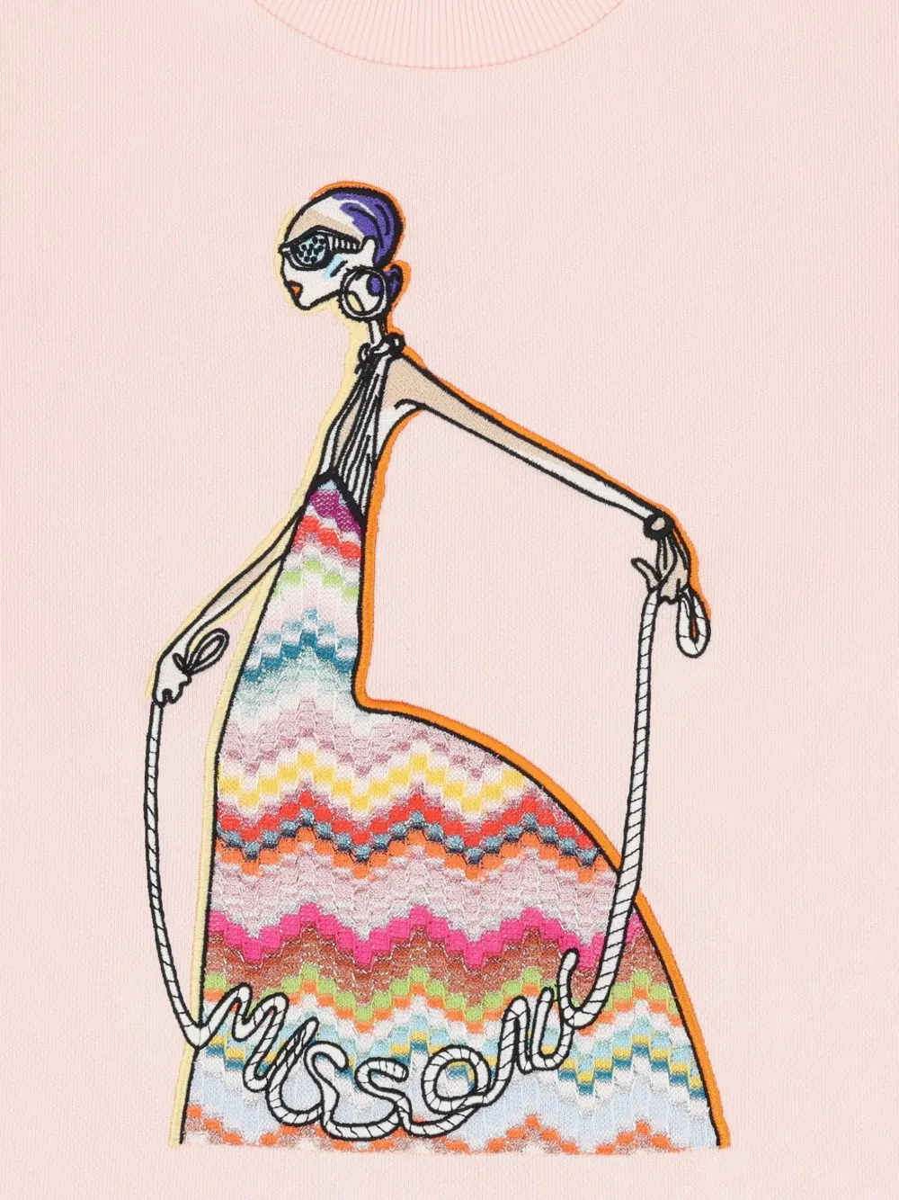 Missoni Kids Geplooide jurk met grafische print Roze