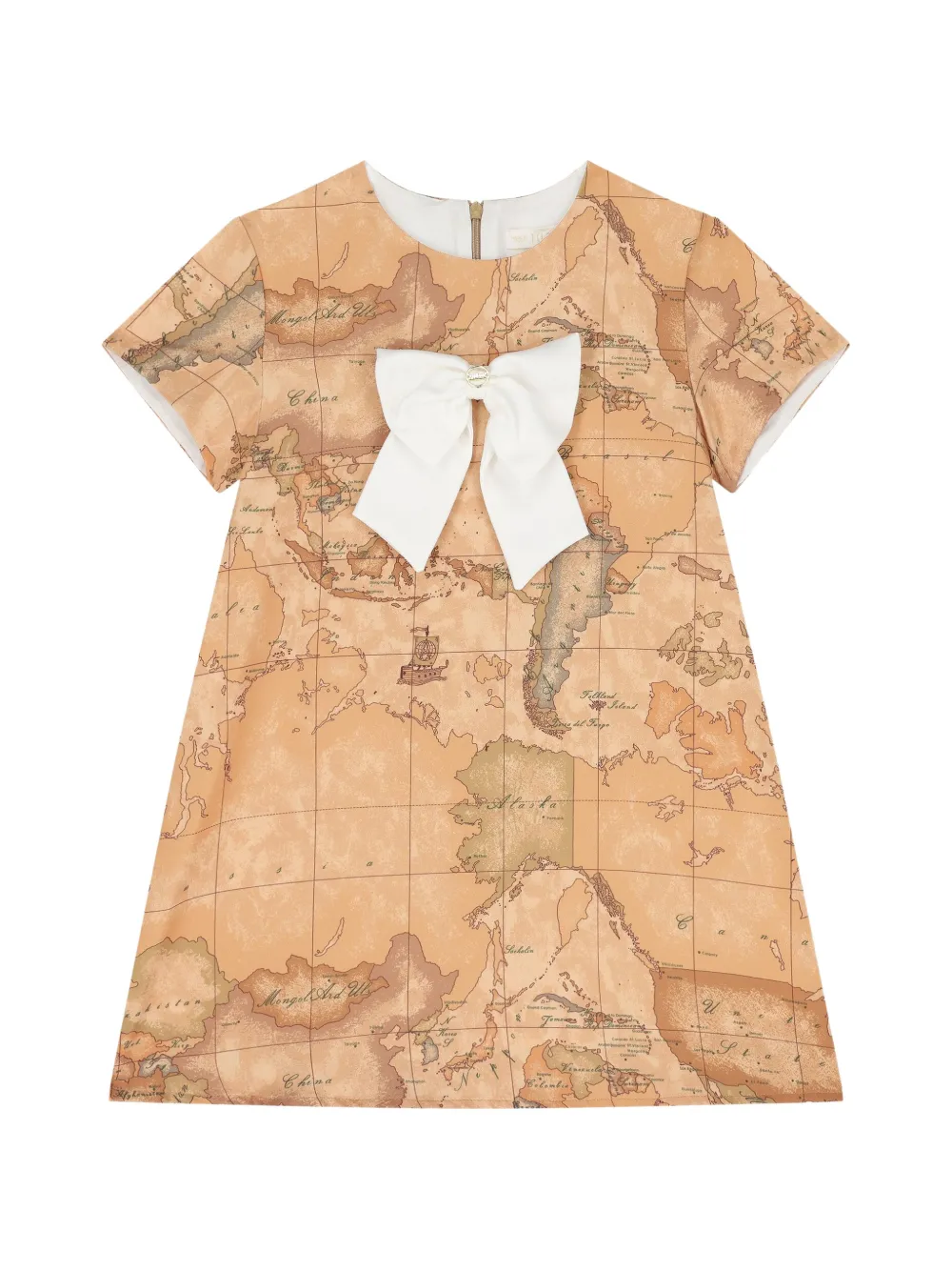 Alviero Martini Kids robe Geo Map à détail de nœud - Tons neutres