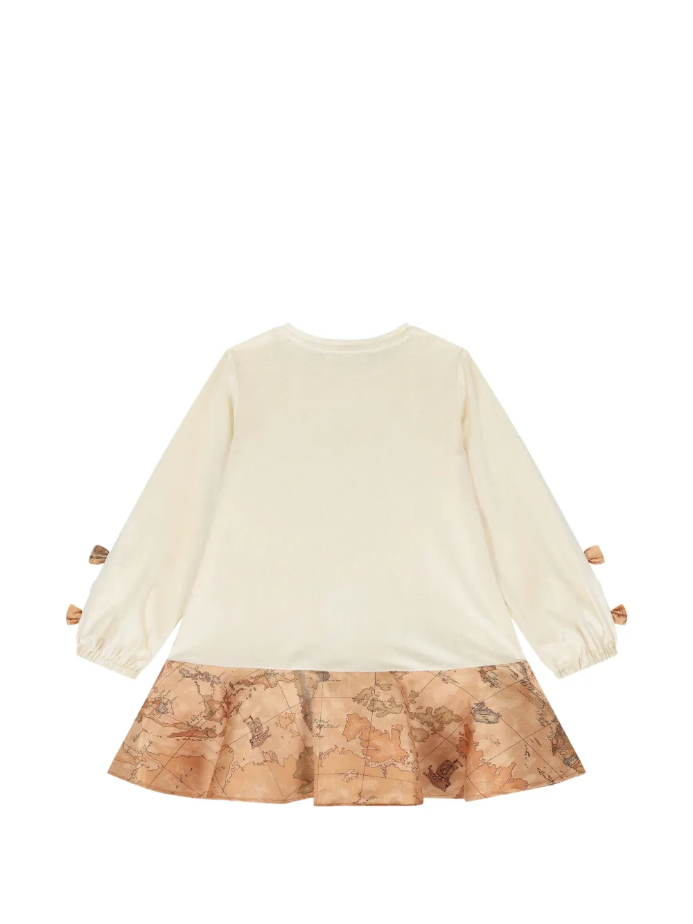 Alviero Martini Kids Jurk met strikdetail en Geo Map-print Beige