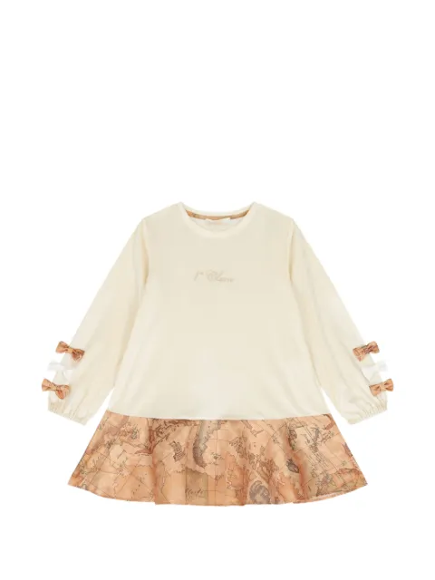 Alviero Martini Kids Geo Map-print bow-detail dress