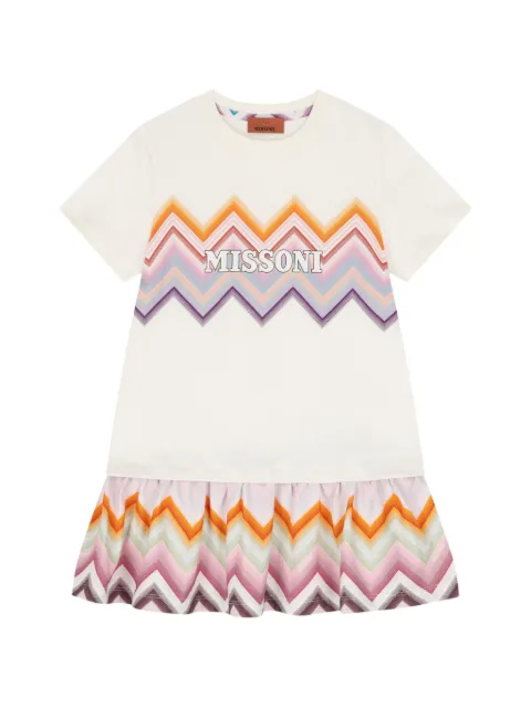 Missoni Kids vestido con logo estampado y motivo en zigzag
