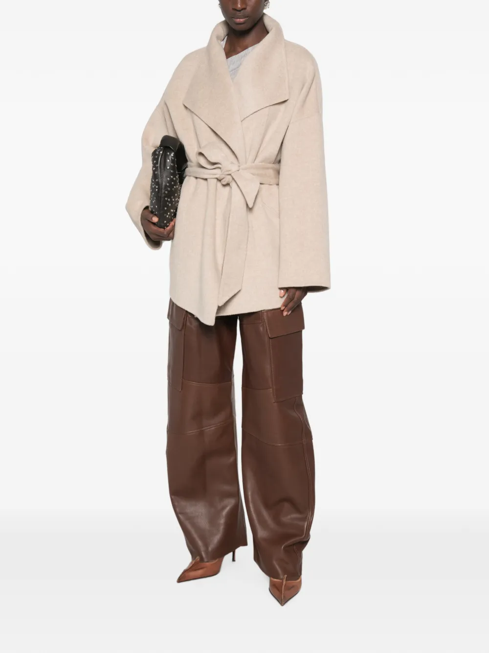 ISABEL MARANT Ceaton belted shawl-collar coat Beige