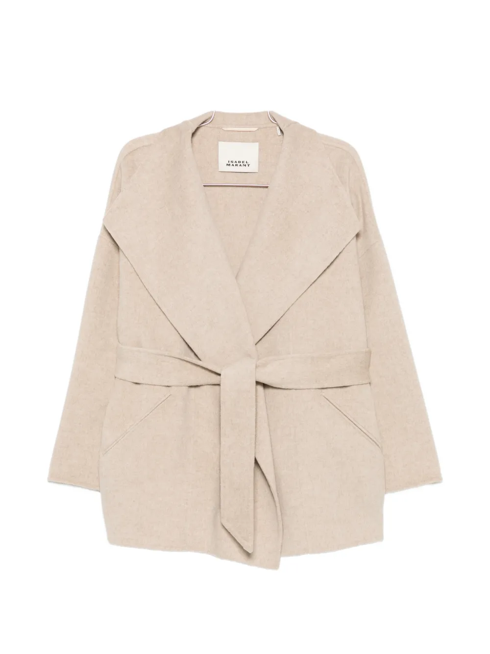 ISABEL MARANT Ceaton belted shawl-collar coat - Nude