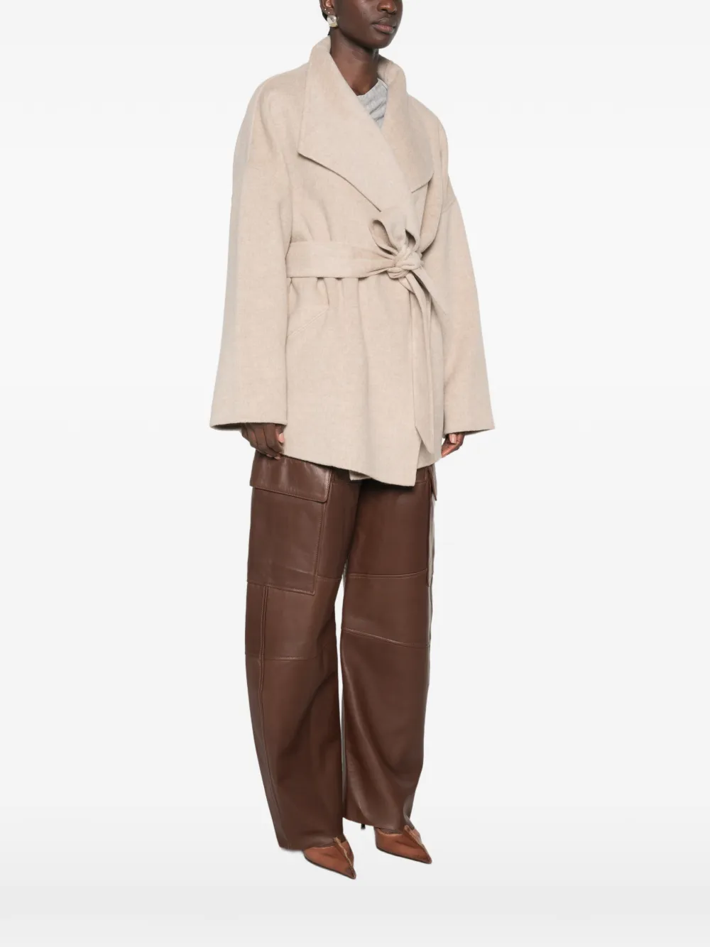 ISABEL MARANT Ceaton belted shawl-collar coat Beige