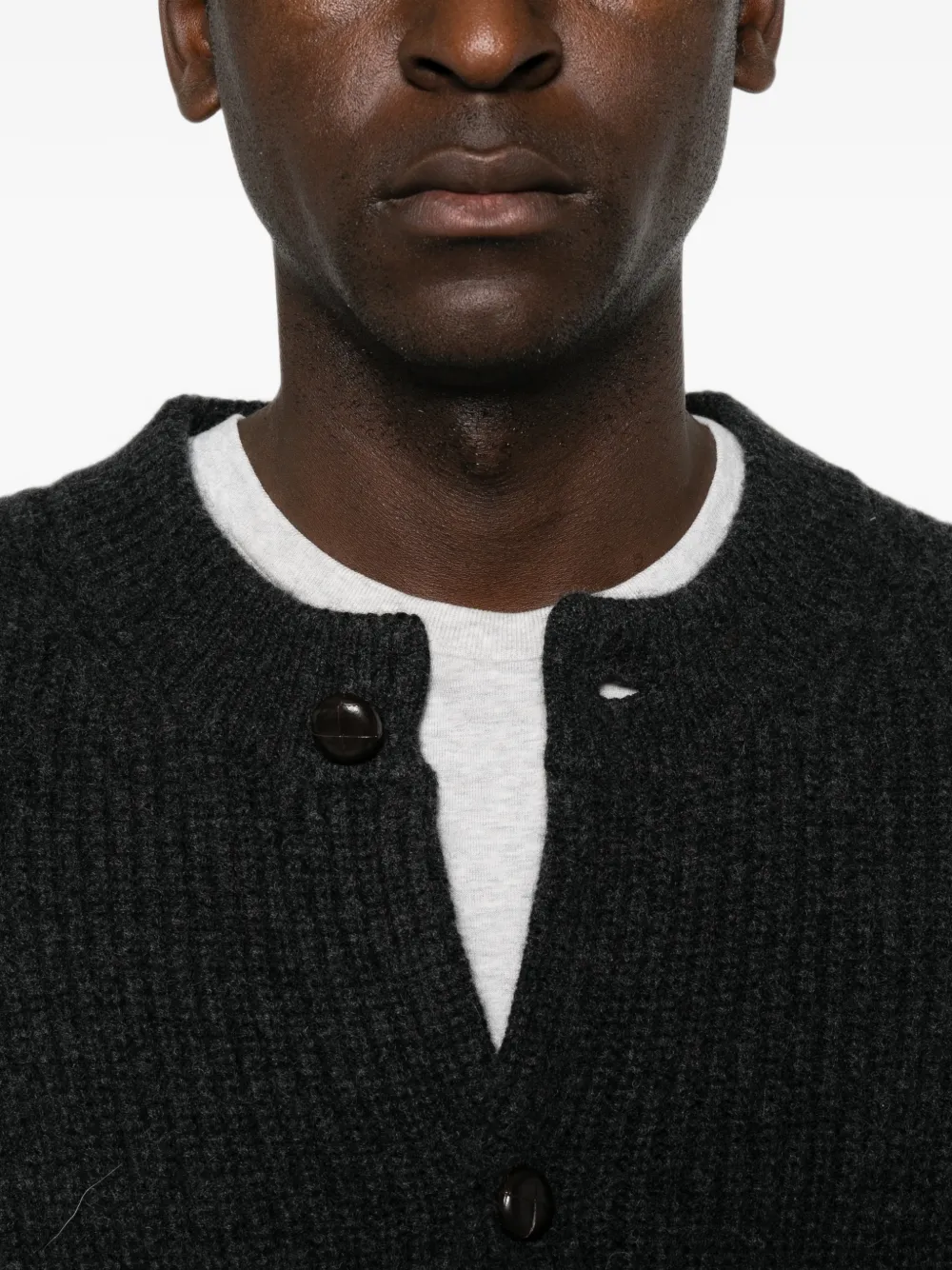 MARANT Mael ribgebreid button-up vest Grijs