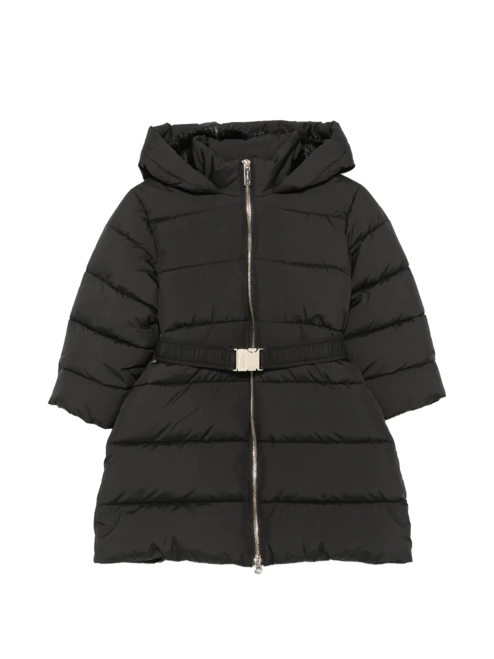 TWINSET Kids belted hooded coat - Nero