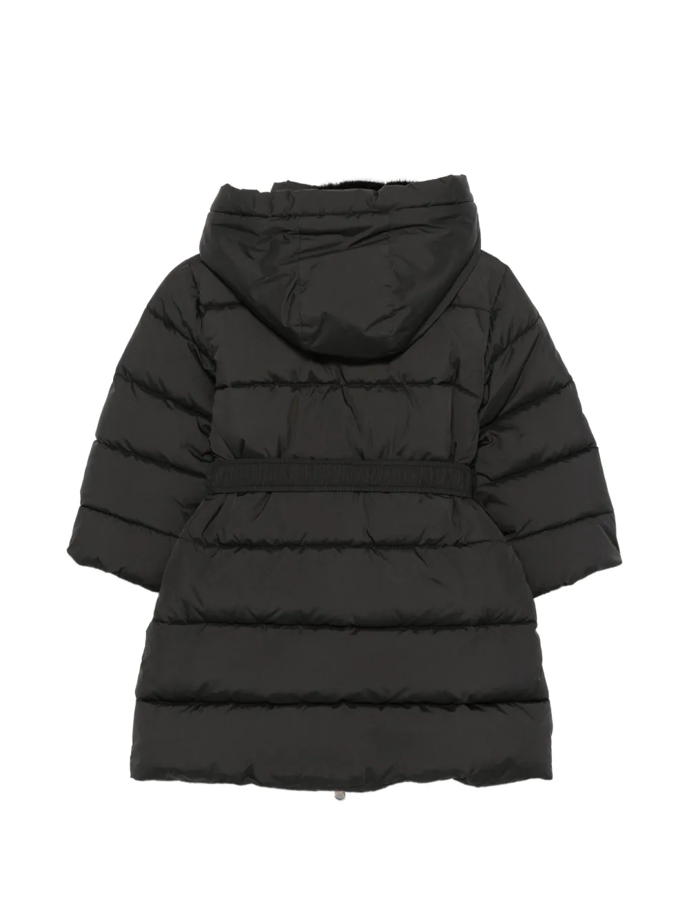 TWINSET Kids belted hooded coat Zwart