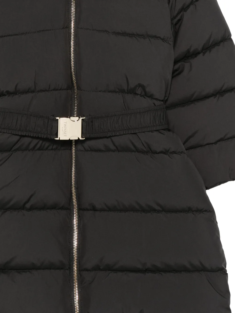 TWINSET Kids belted hooded coat Zwart