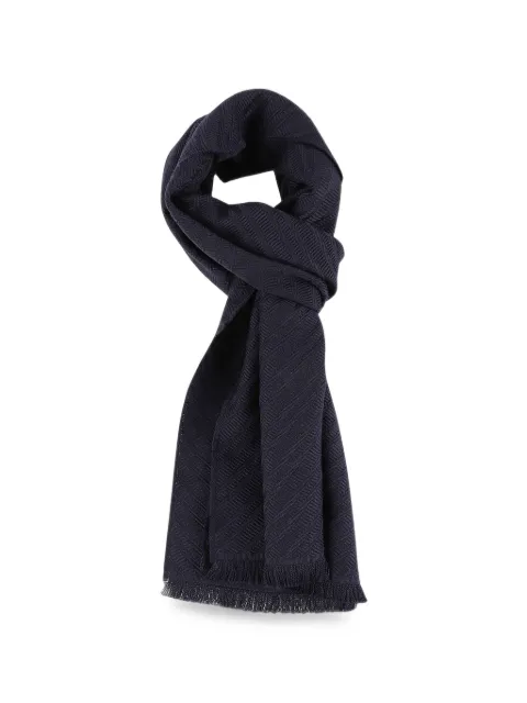 Emporio Armani herringbone-knit fringed scarf