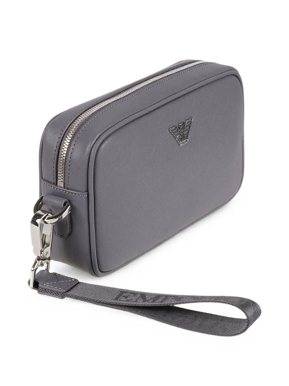 Emporio Armani Toilettas met logo-plakkaat en rits Grijs