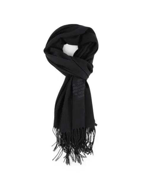 Emporio Armani logo-print fringed scarf