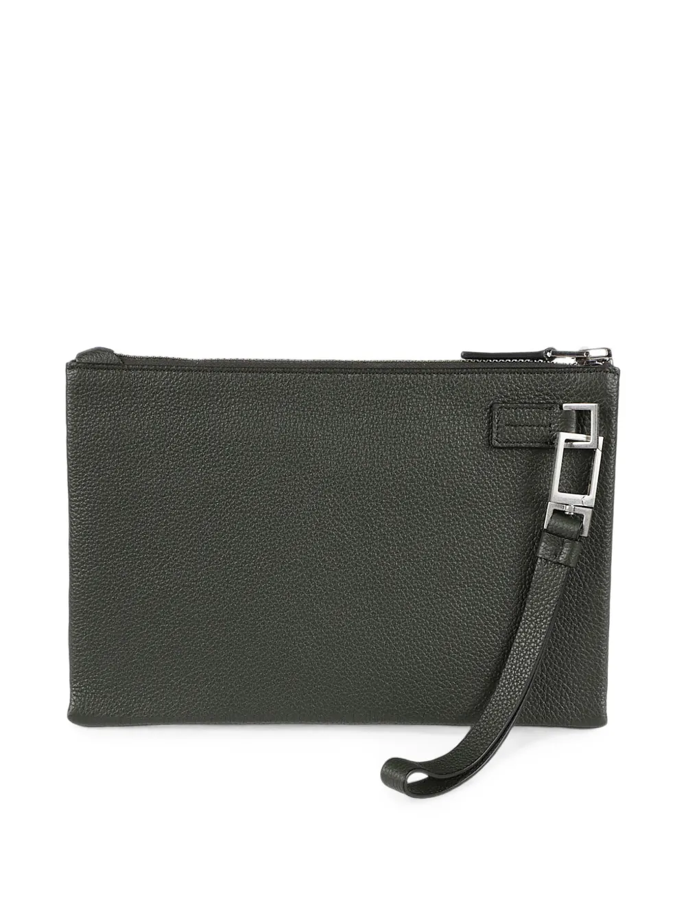 TOM FORD logo-print pebbled clutch bag Groen
