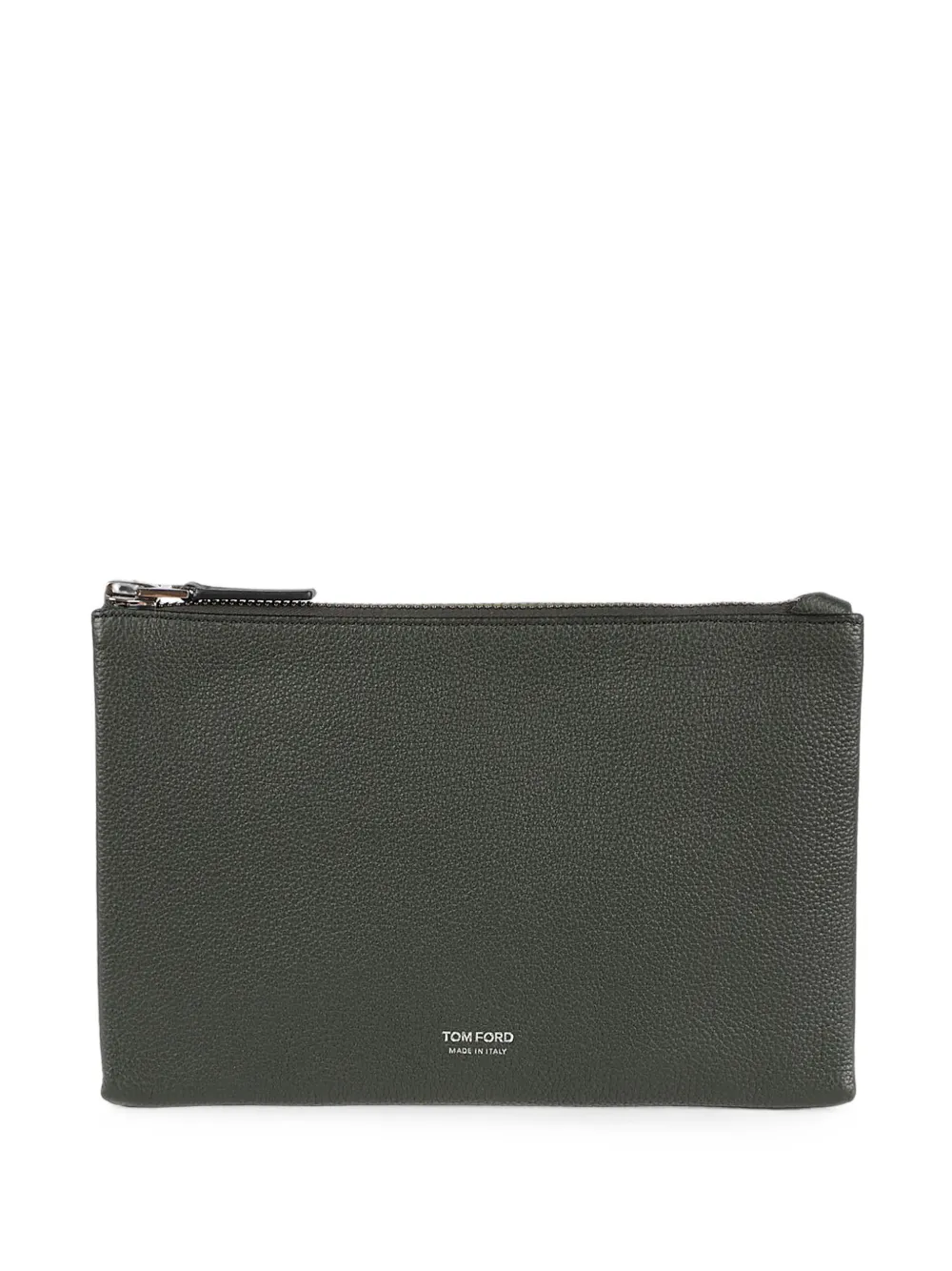 TOM FORD logo-print pebbled clutch bag - Verde