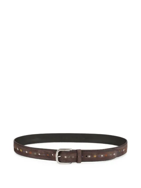 Orciani star-embroidered calf leather belt