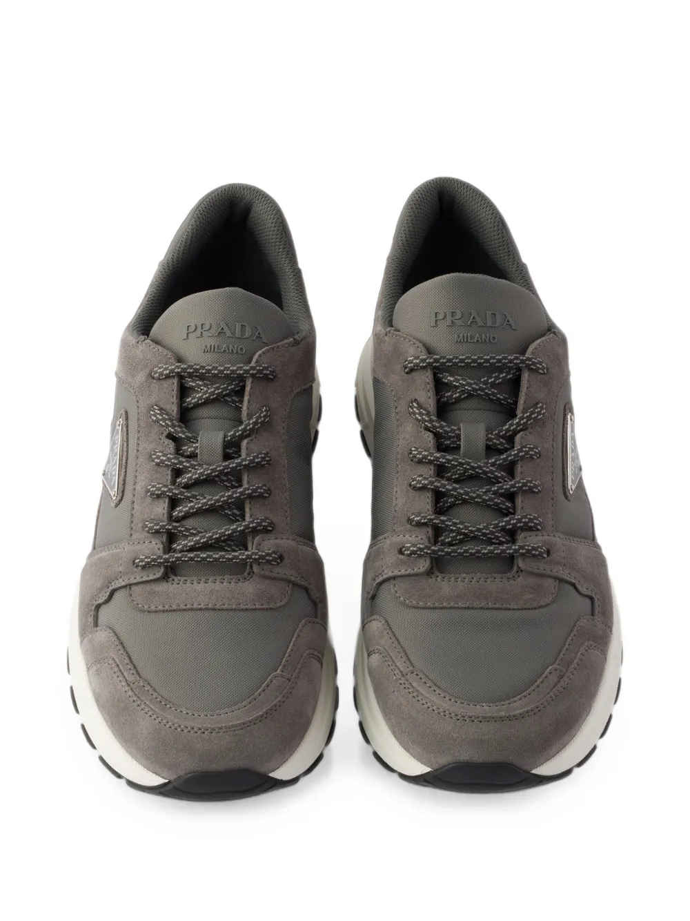 Prada Prax suède en Re-Nylon sneakers Grijs