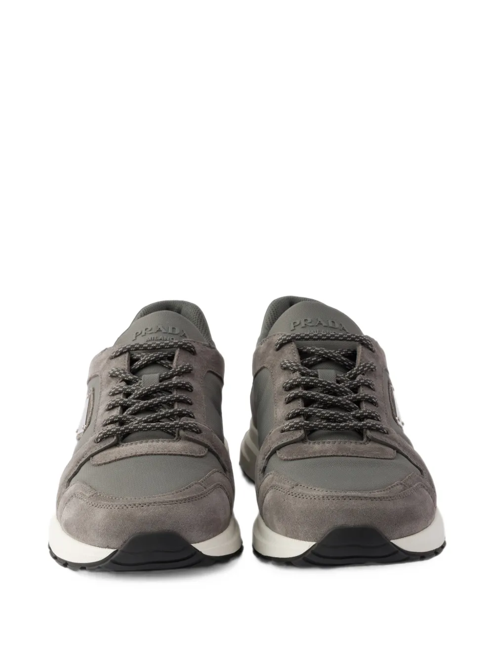 Prada Prax suède en Re-Nylon sneakers Grijs