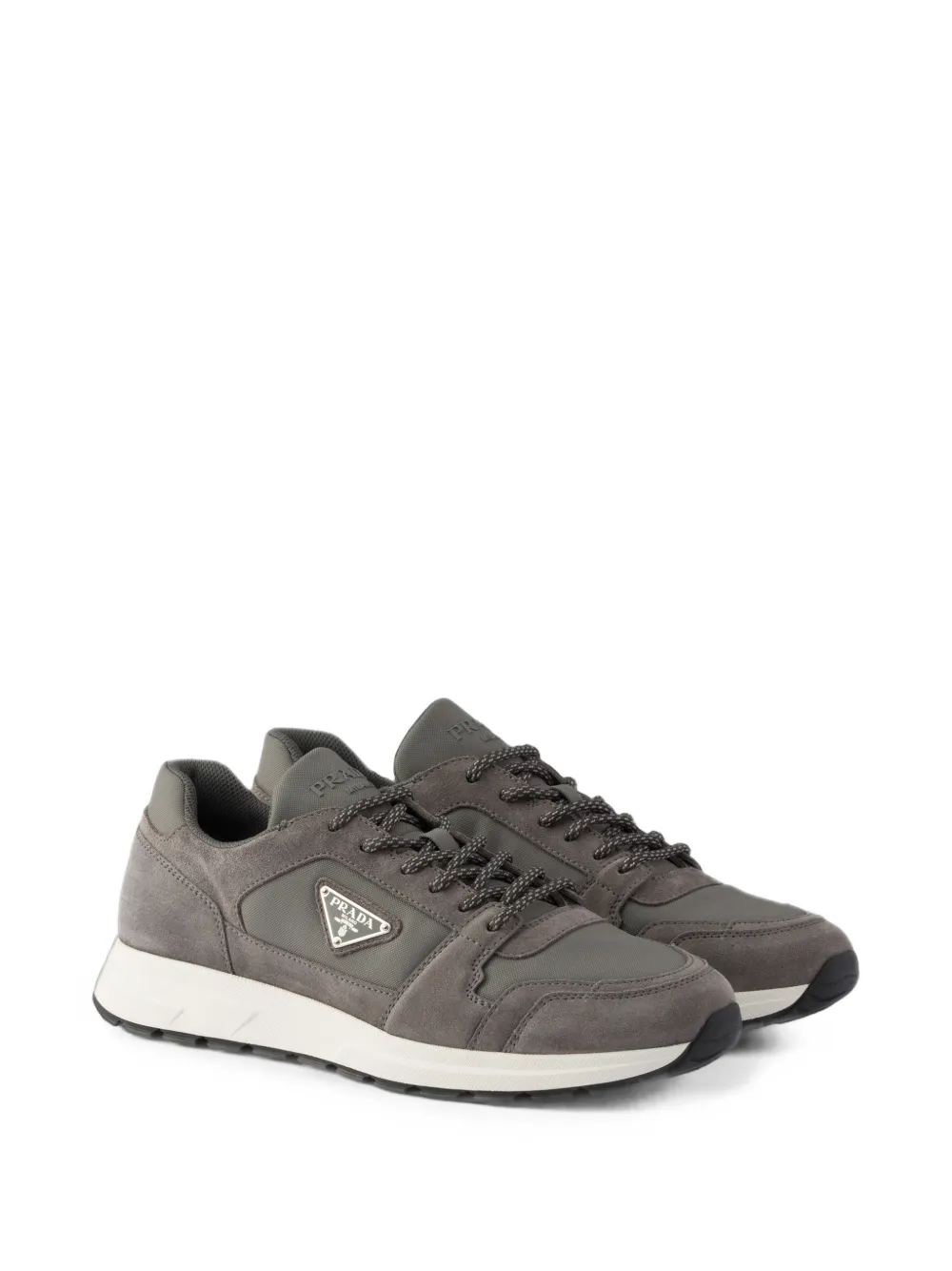 Prada Prax suède en Re-Nylon sneakers Grijs