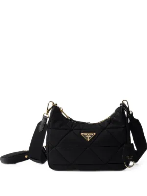 Prada triangle-logo zip-top Shoulder Bag | Black | FARFETCH