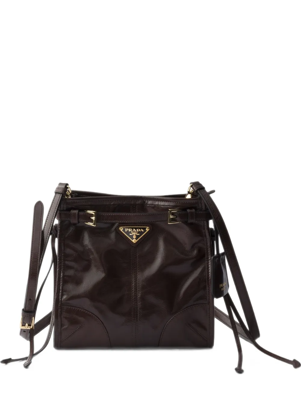 Prada Bonnie leather mini shoulder bag - Marrone