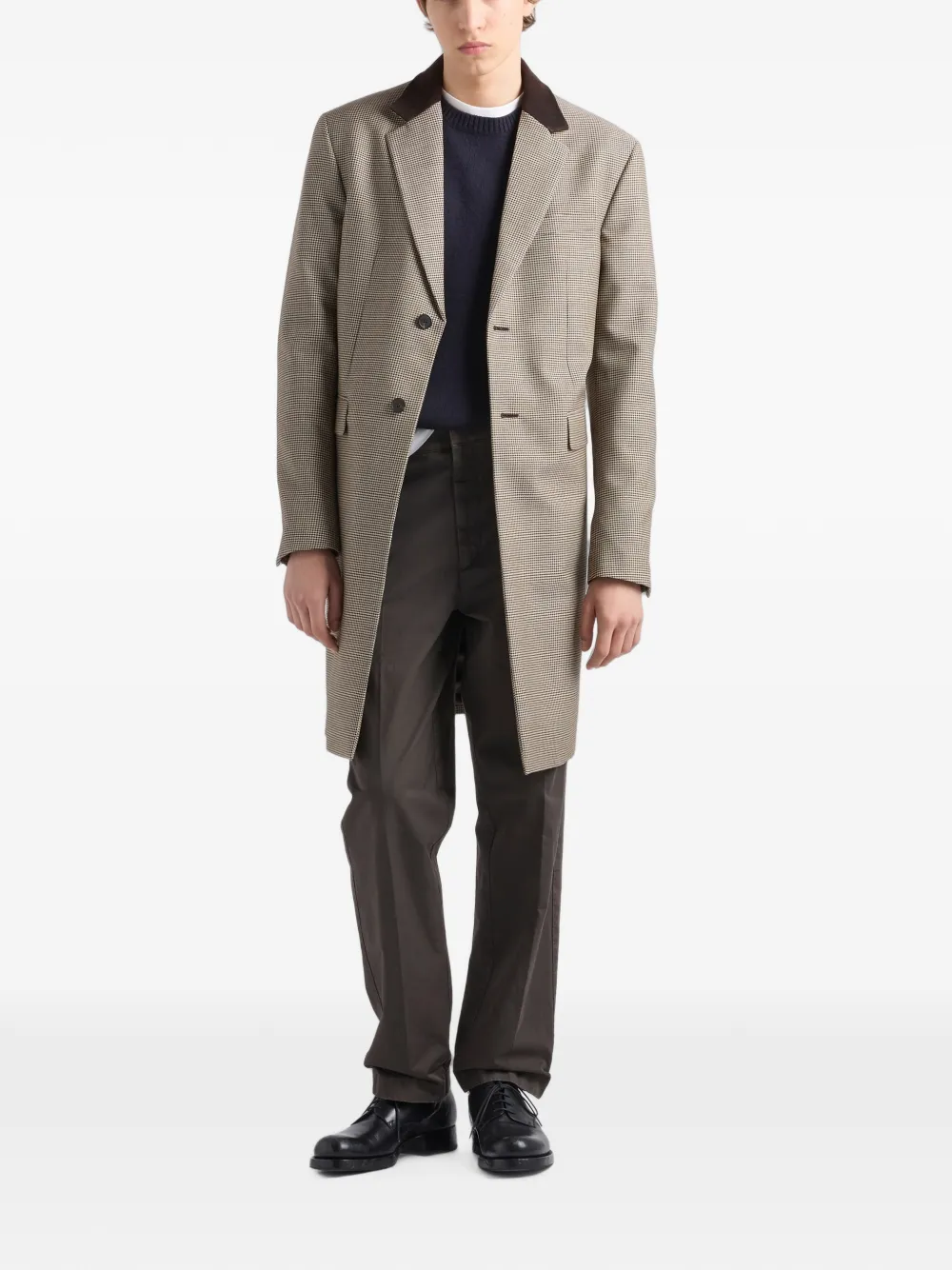 Prada Mohair wollen jas met enkele rij knopen Bruin