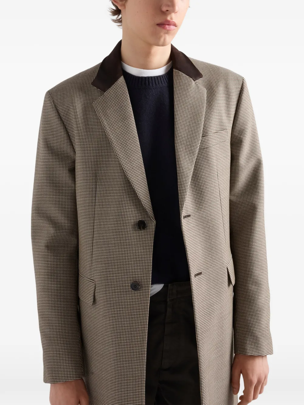 Prada Mohair wollen jas met enkele rij knopen Bruin