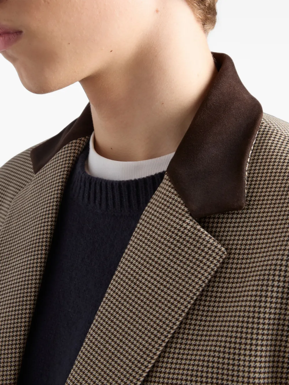 Prada Mohair wollen jas met enkele rij knopen Bruin