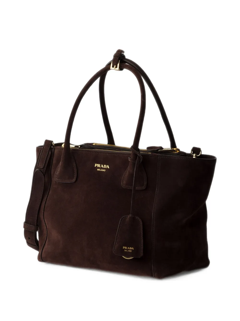Prada Medium suède shopper Bruin