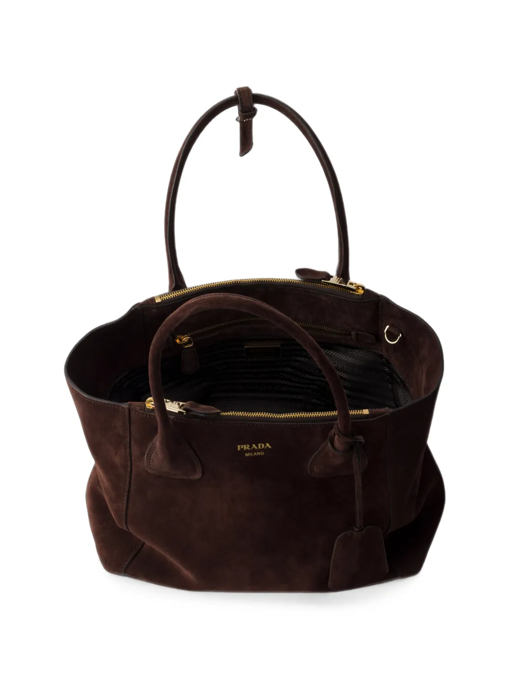 Prada Medium suède shopper Bruin