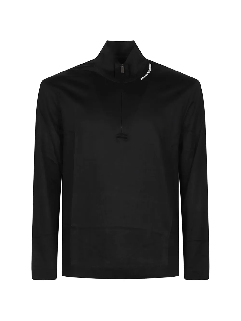 Emporio Armani logo-print zip-neck T-shirt - Nero