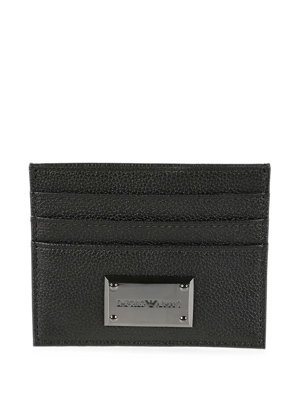 Emporio Armani logo-plaque pebbled cardholder - Nero