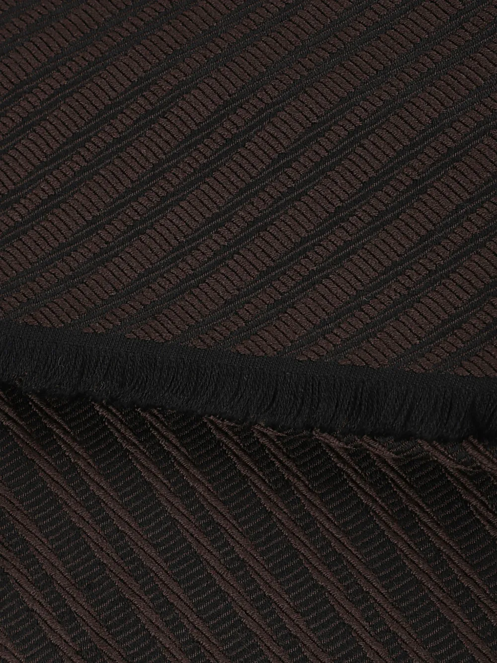 Emporio Armani Gebreide sjaal met franje en chevron-streep Bruin