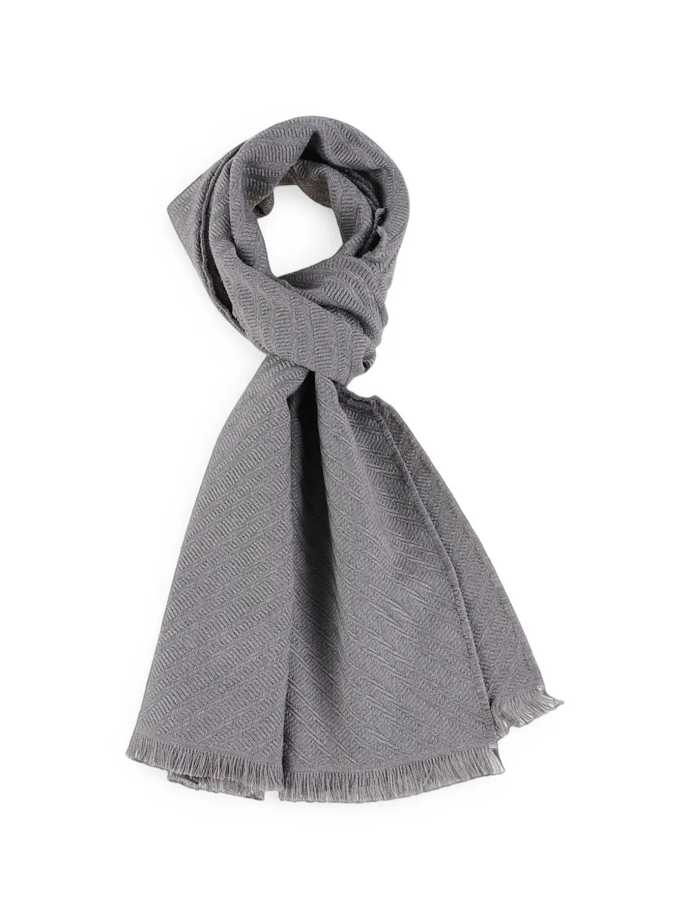Emporio Armani herringbone-pattern frayed scarf - Grigio