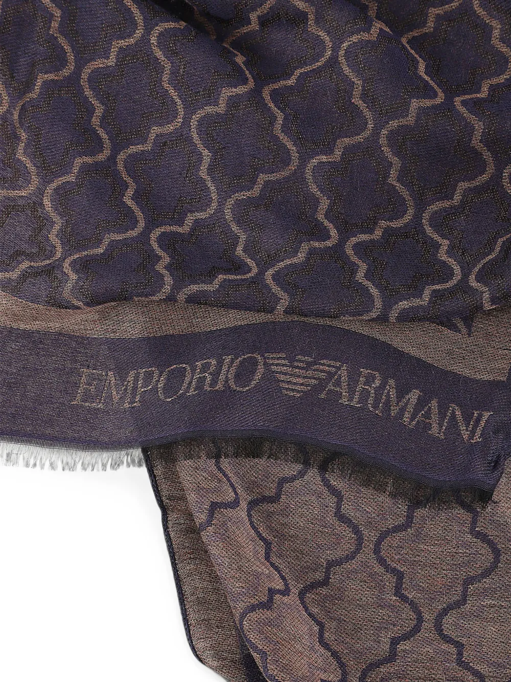 Emporio Armani Sjaal met geometrisch patroon en franje Blauw